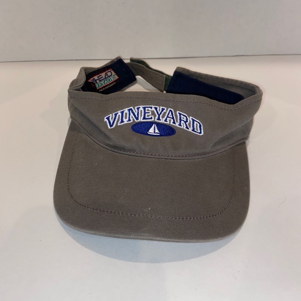 Ahead Vintage Vineyard Visor Sailboat Gray Hat Adjustable.